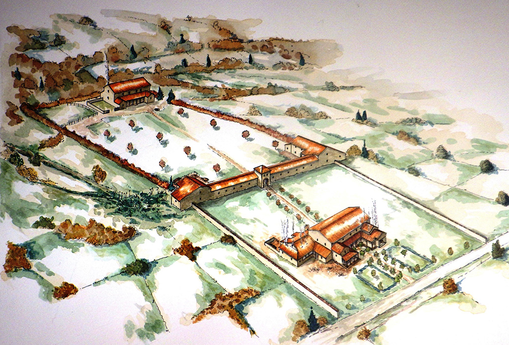 Vue générale de la villa de Bulgnéville, aquarelle Anthony REIFF, IDDAR